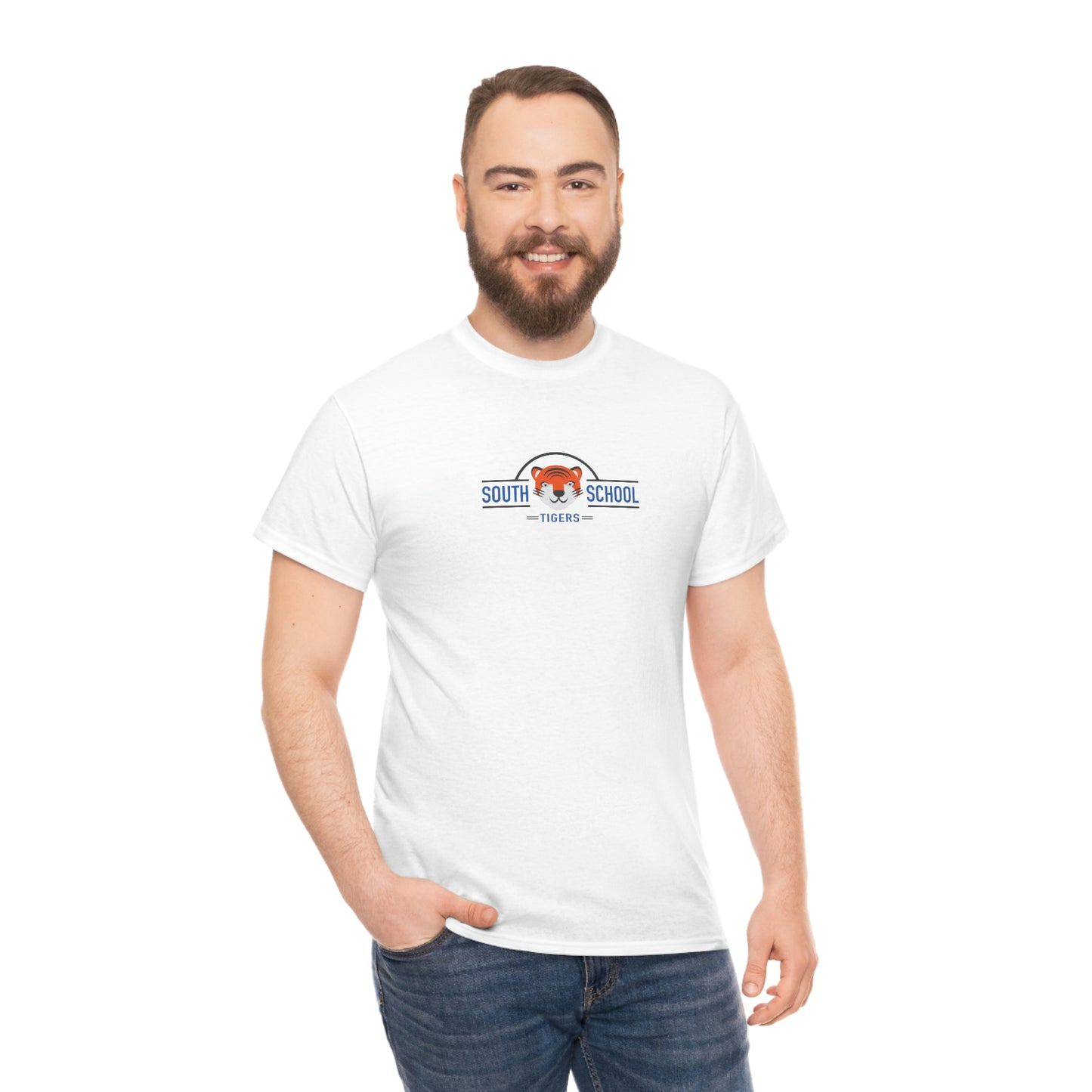 Adult Heavy Cotton Tee, South Tiger Classic (Multiple Colors Available)