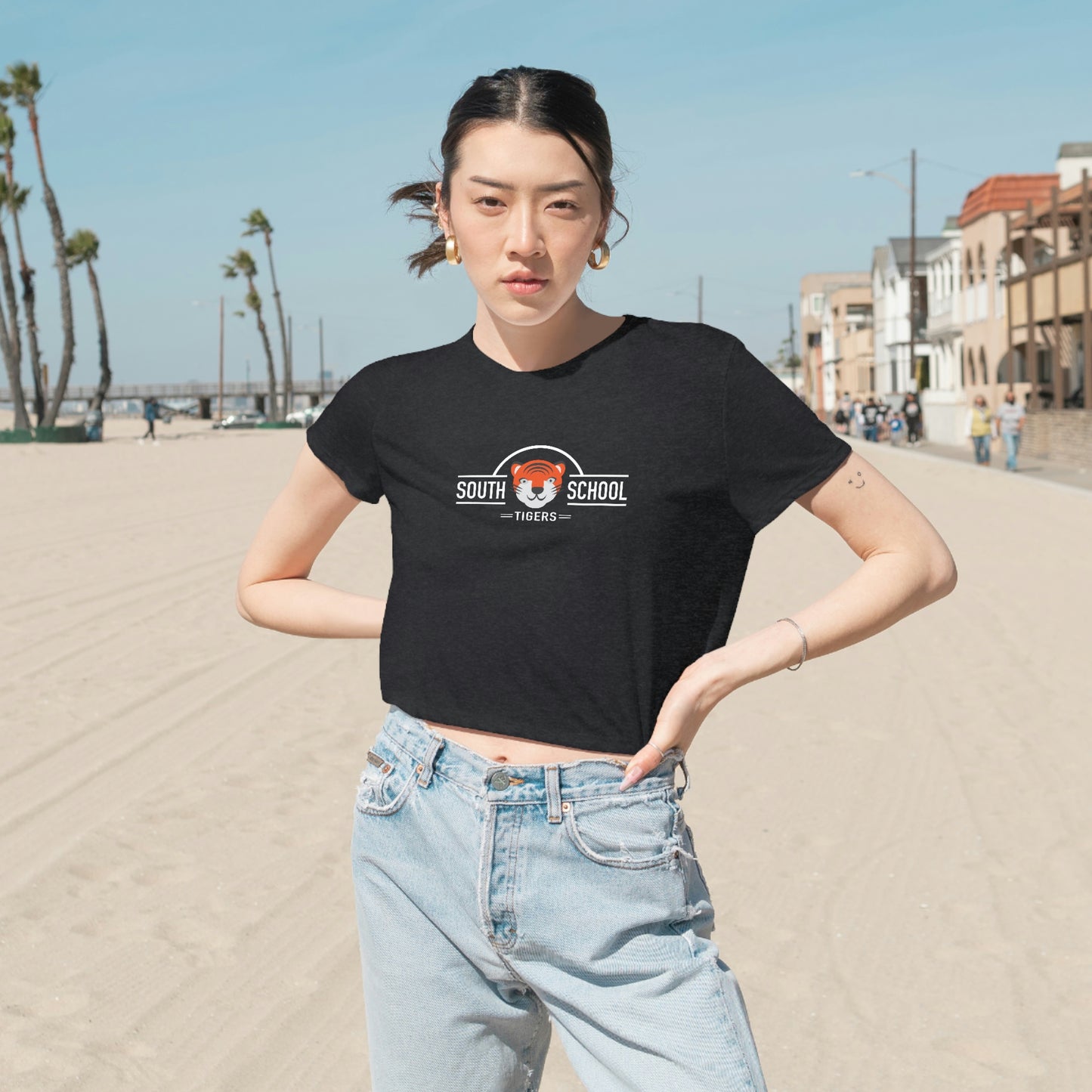 Women's Flowy Cropped Tee, South Tiger Classic (Multiple Colors Available)