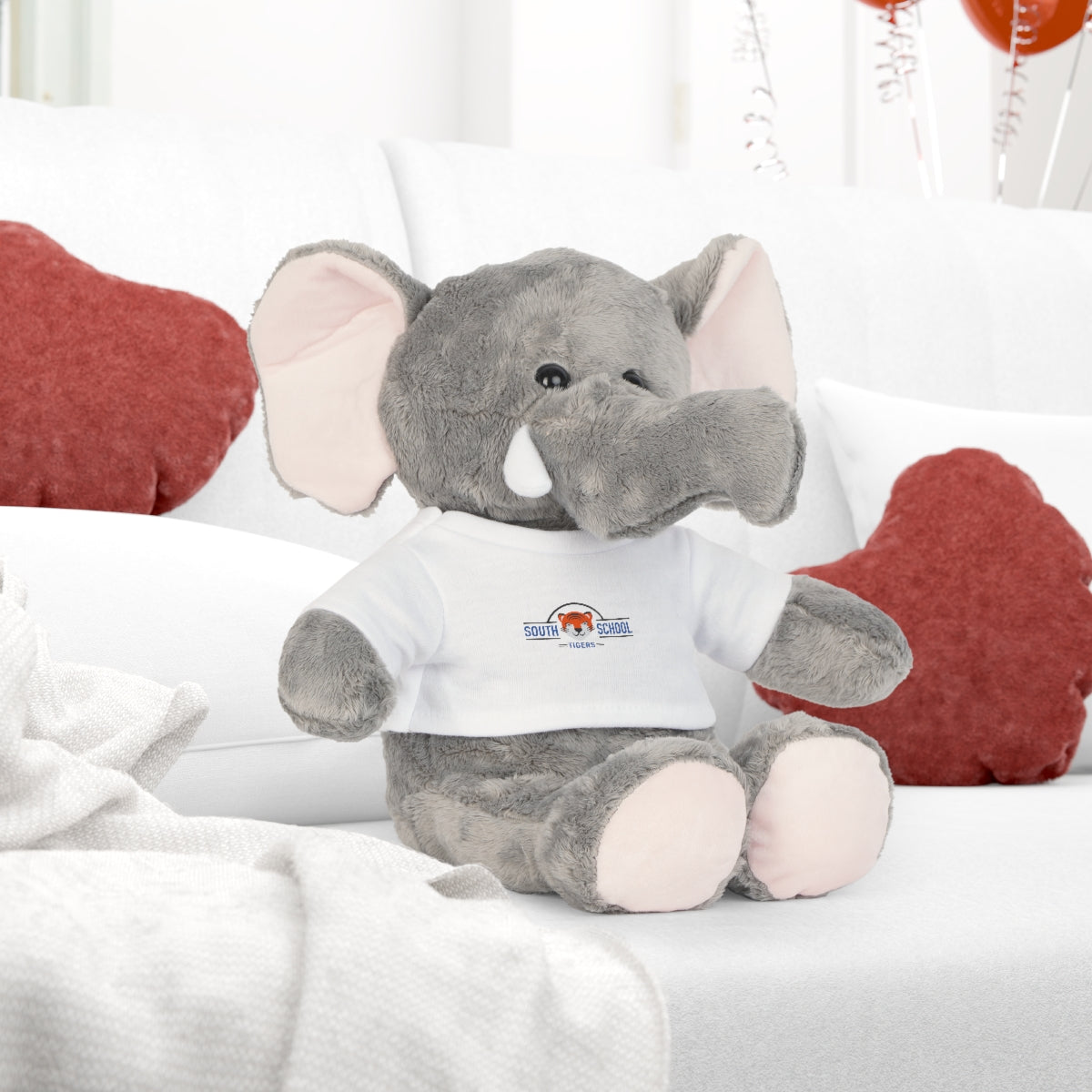 Plush Toy in Tiger Wear Classic Tee 8” (Bear, Bunny, Elephant, or Sheep)