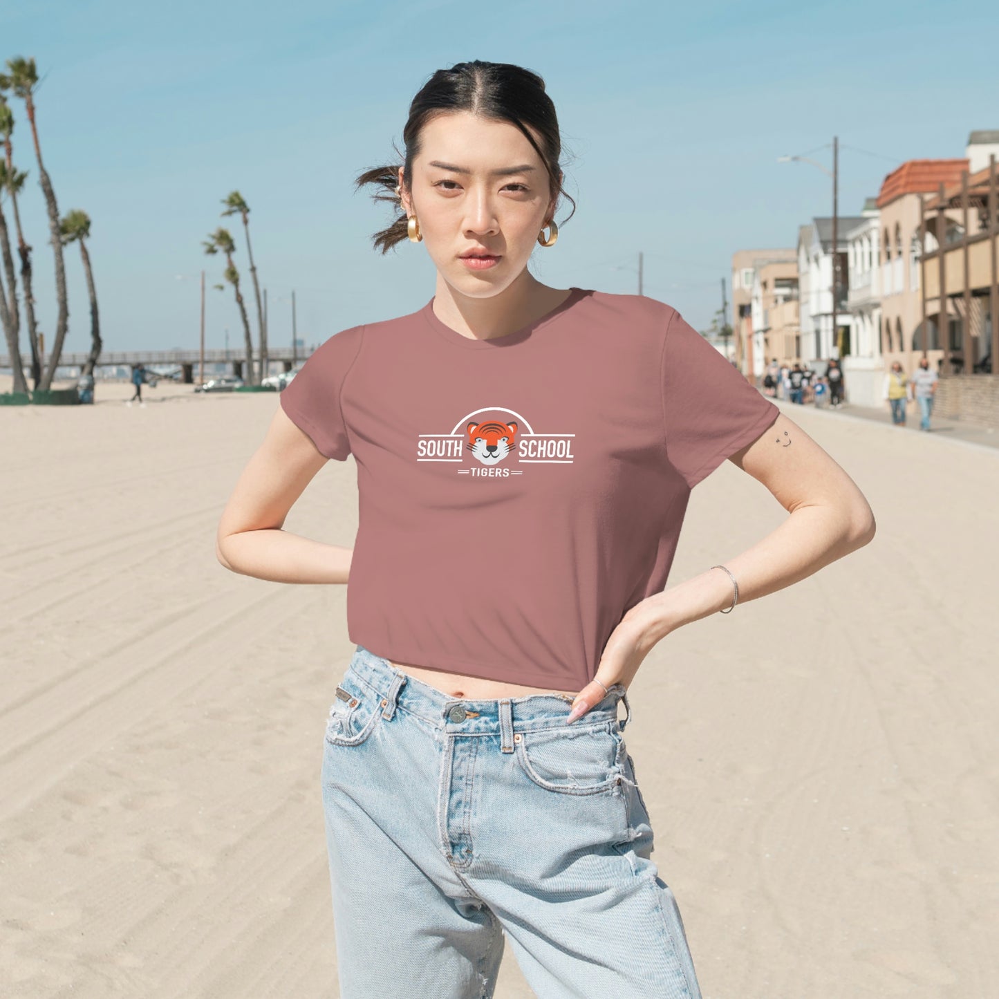 Women's Flowy Cropped Tee, South Tiger Classic (Multiple Colors Available)