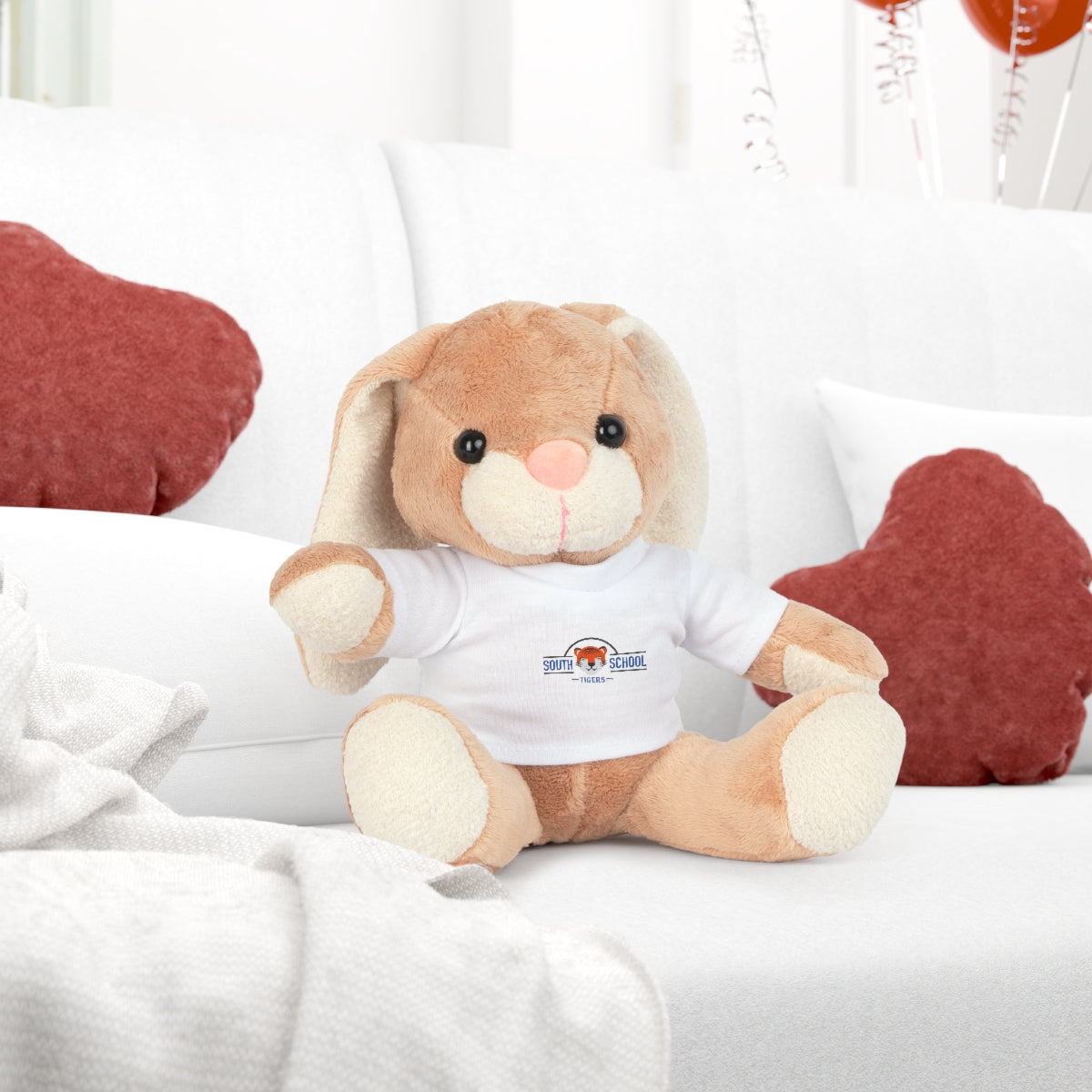 Plush Toy in Tiger Wear Classic Tee 8” (Bear, Bunny, Elephant, or Sheep)