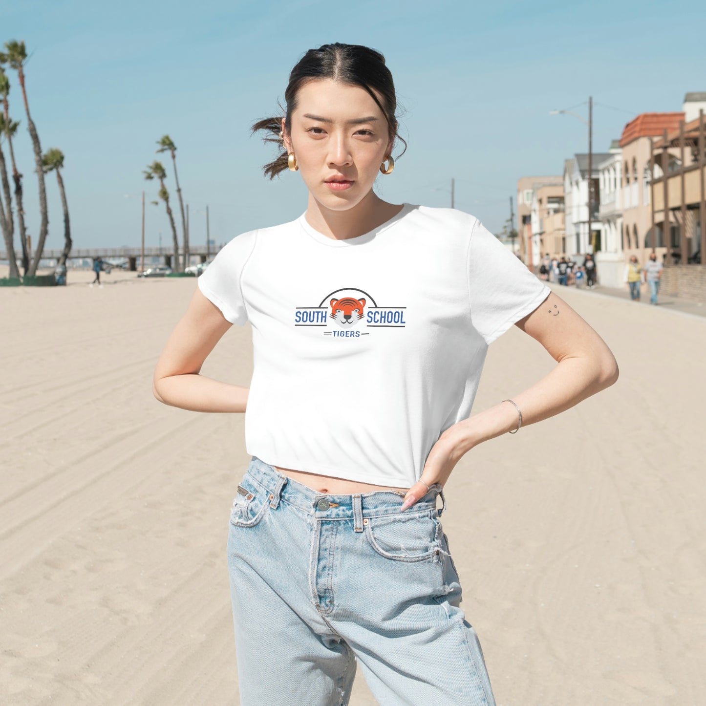 Women's Flowy Cropped Tee, South Tiger Classic (Multiple Colors Available)