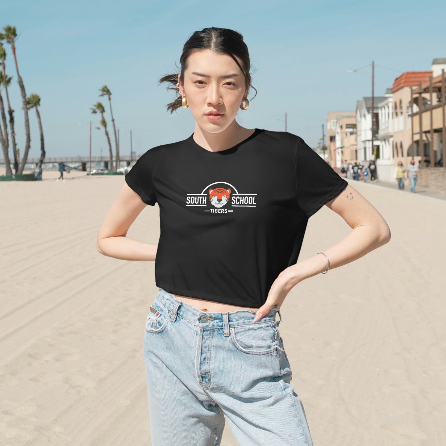Women's Flowy Cropped Tee, South Tiger Classic (Multiple Colors Available)