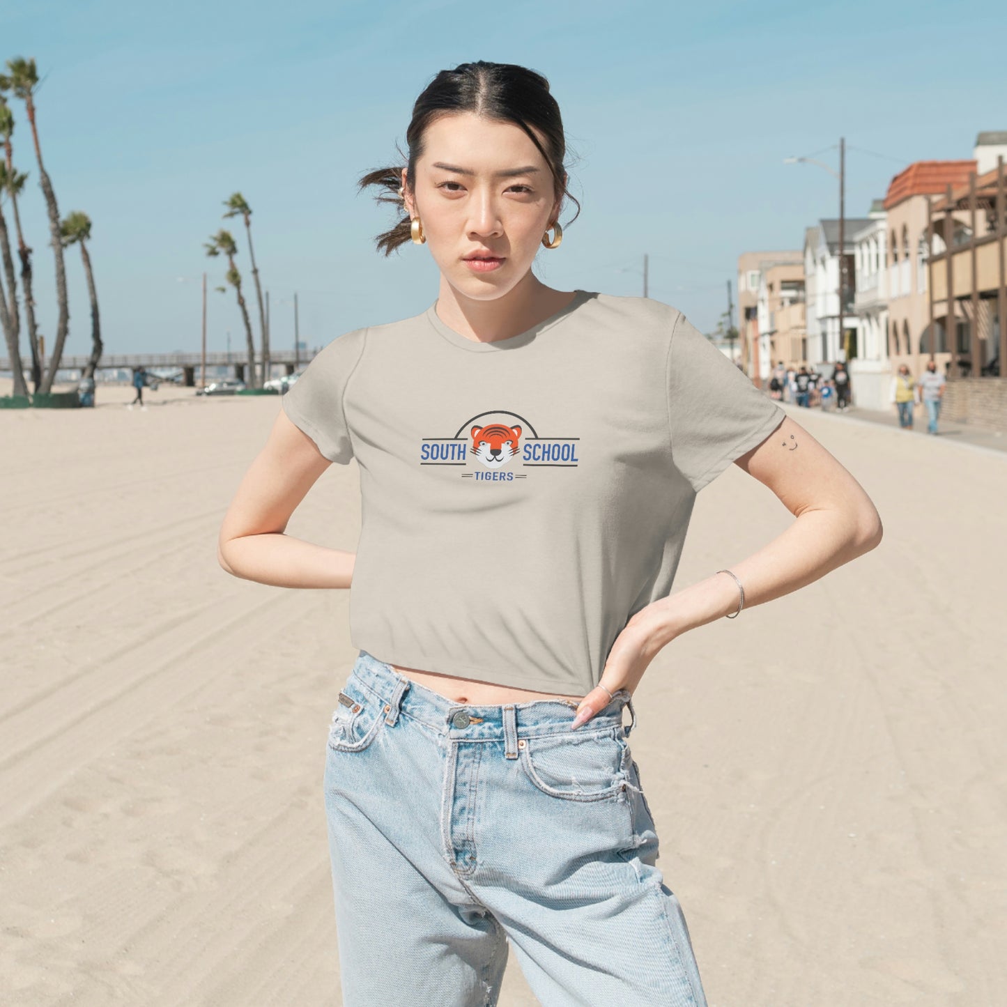 Women's Flowy Cropped Tee, South Tiger Classic (Multiple Colors Available)